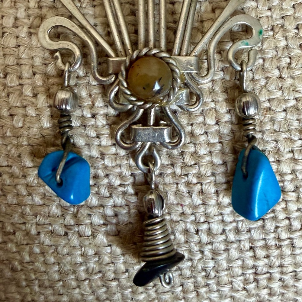 Silver/Silvertone Dangle Earrings With Turquoise … - image 5